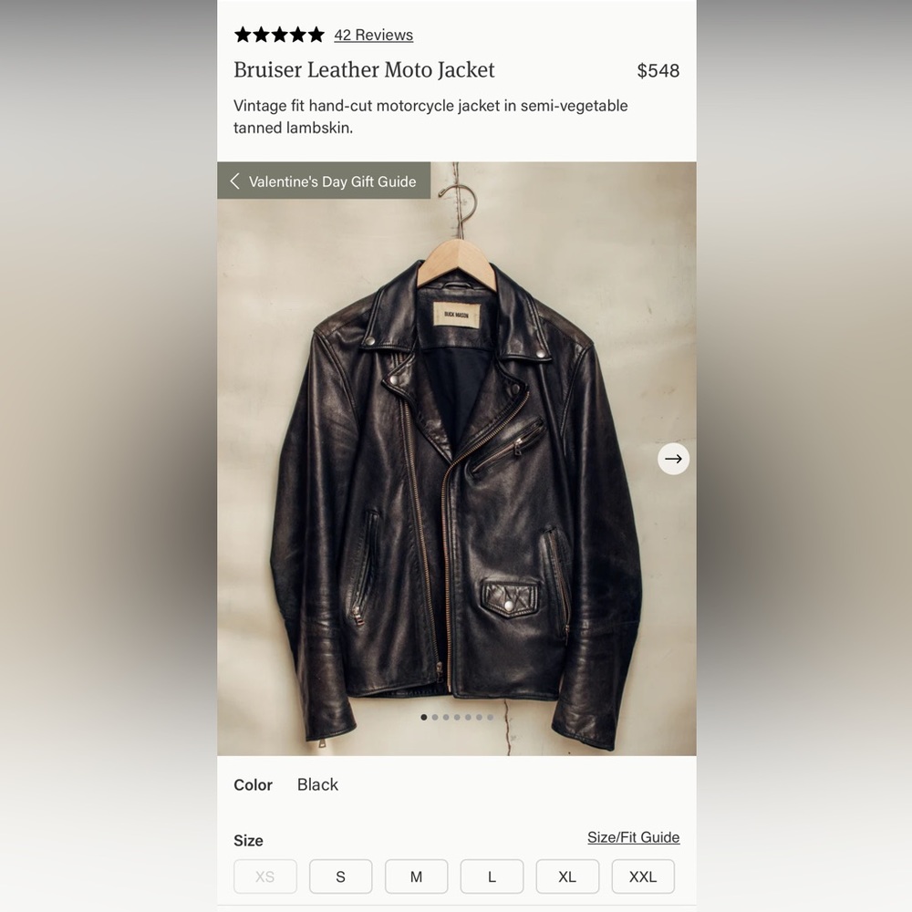 Like New Mens Buck Mason Leather Jacket XL